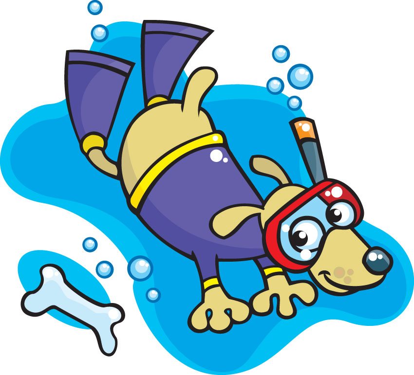 Doggy Paddle Character Illustration to promote the benefits of learning to swim at an young age